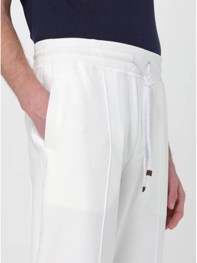 Men's Techno Fleece Cotton Track Pants White - BRUNELLO CUCINELLI - BALAAN 4