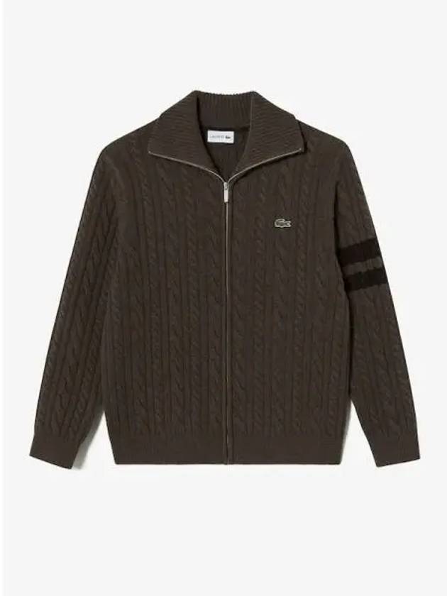 Men s cable zip up spring and fall cardigan AH302E 54N SIX domestic product GQ2N24082969849 - LACOSTE - BALAAN 1