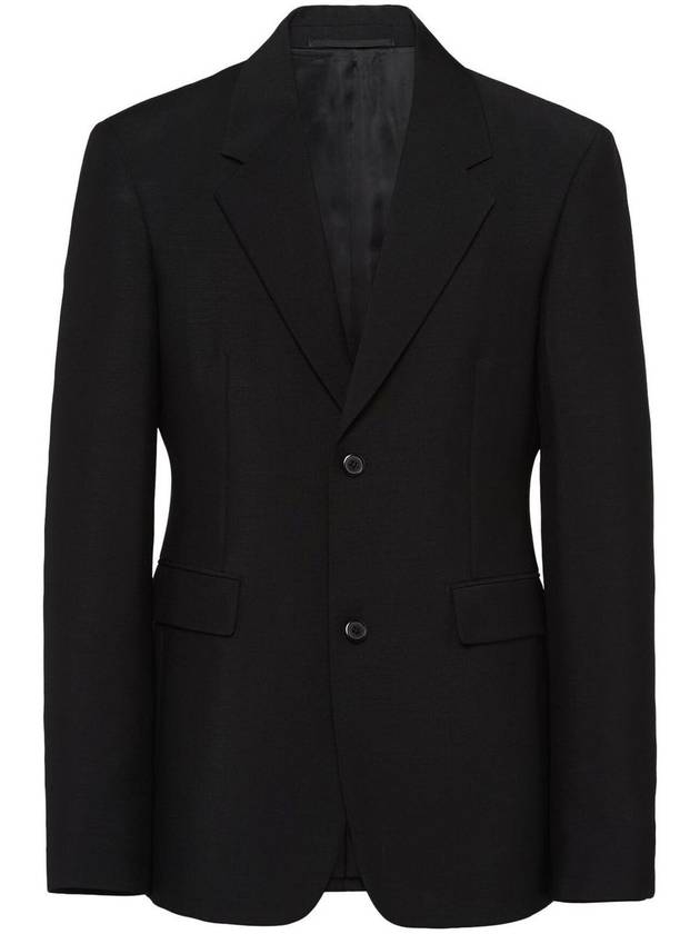 Men's Single Breasted Mohair Wool Jacket Black UGI215 12I1 F0002 - PRADA - BALAAN 2