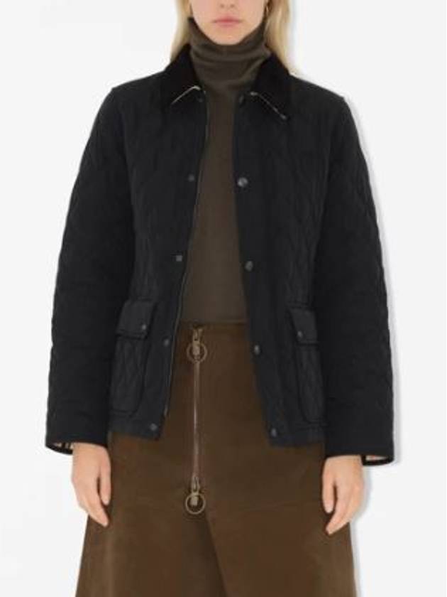 Corduroy Collar Quilted Jacket Black - BURBERRY - BALAAN 3