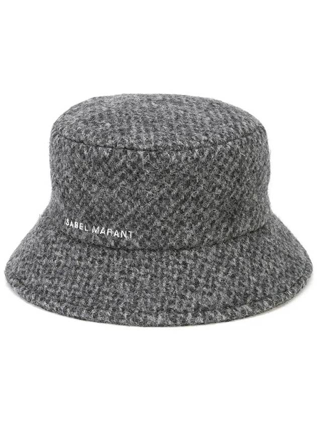 mini embroidered logo bucket hat gray - ISABEL MARANT - BALAAN.