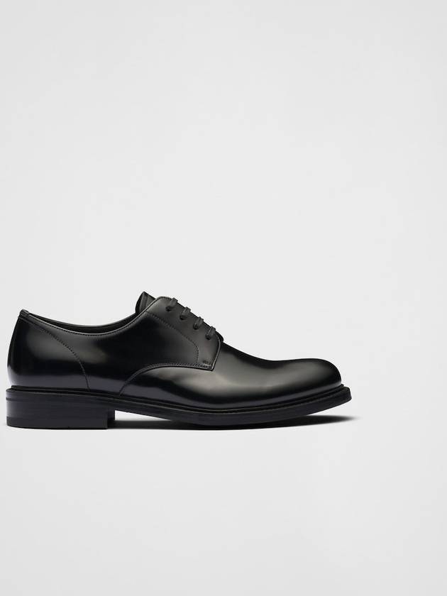 Brushed Leather Lace-Up Loafers Black - PRADA - BALAAN 2