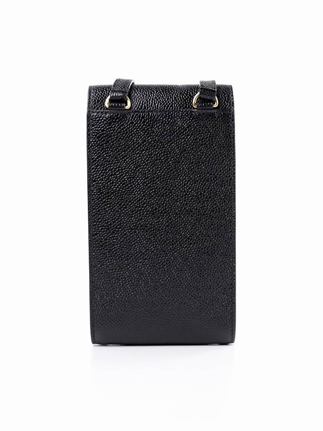 Three Stripes Strap Leather Phone Case Black - THOM BROWNE - BALAAN 4