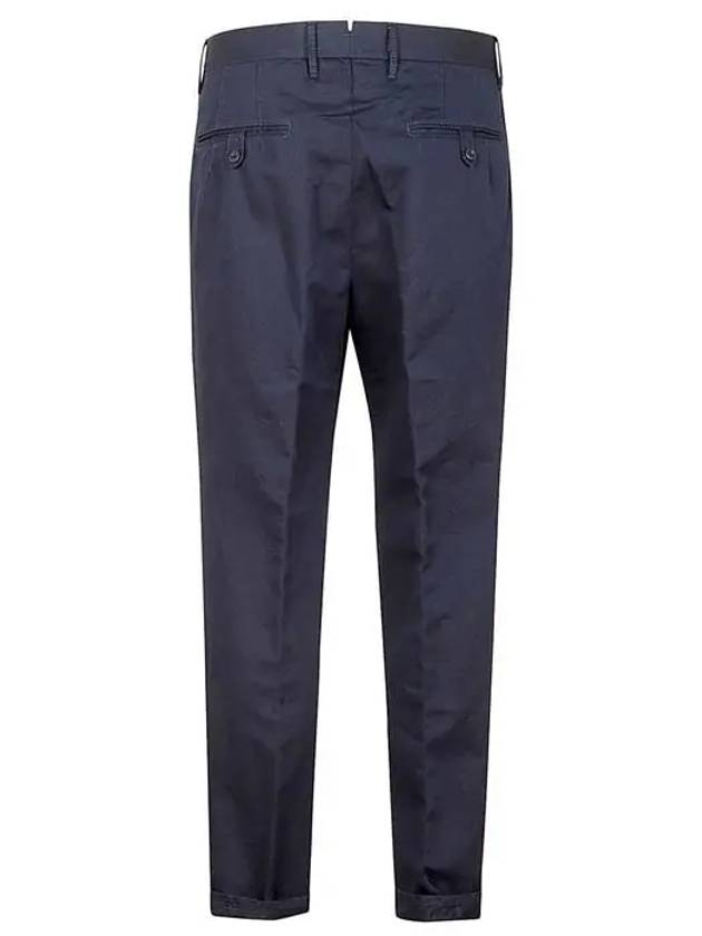 Linen tapered straight pants navy - INCOTEX - BALAAN 4