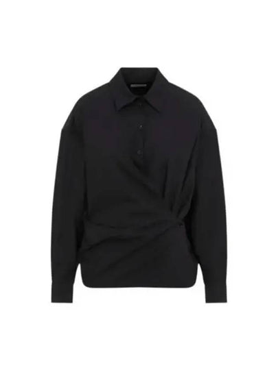 Straight Collar Twisted Shirt Black - LEMAIRE - BALAAN 2