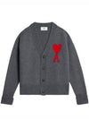 Big Heart Logo Wool Cardigan Grey - AMI - BALAAN 2