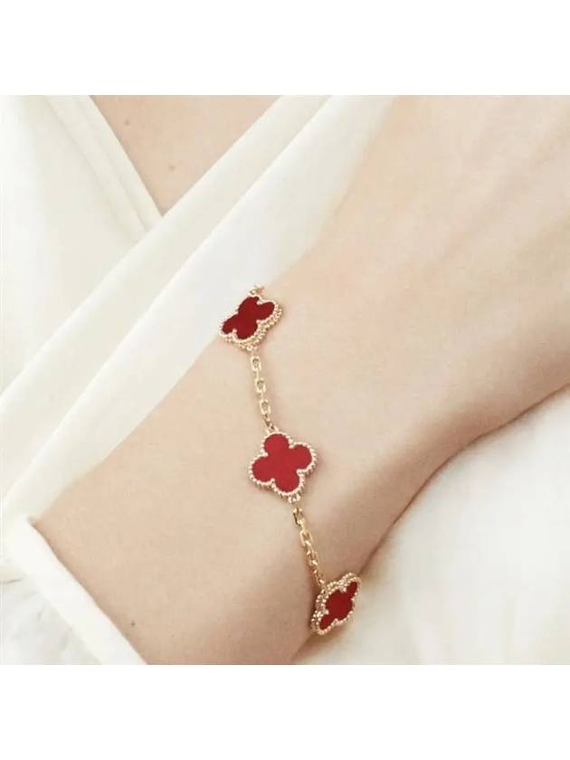 Vintage Alhambra 5 Motifs Bracelet Gold Red - VANCLEEFARPELS - BALAAN 4