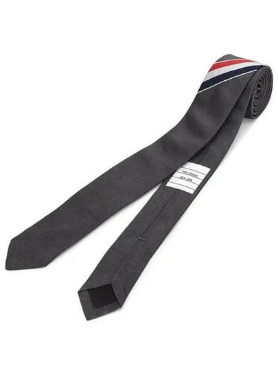 Men's Grosgrain Stripe Tie Dark Grey - THOM BROWNE - BALAAN 2