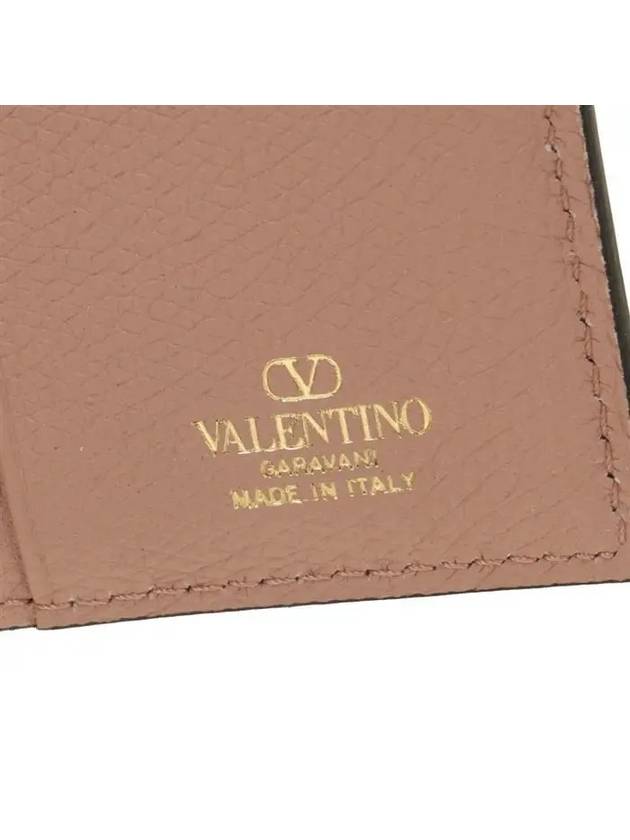 V Logo Signature Flap Compact Half Wallet Rose Canel - VALENTINO - BALAAN 6