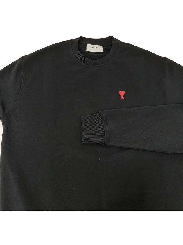 Small Heart Logo Sweatshirt Black - AMI - BALAAN 5