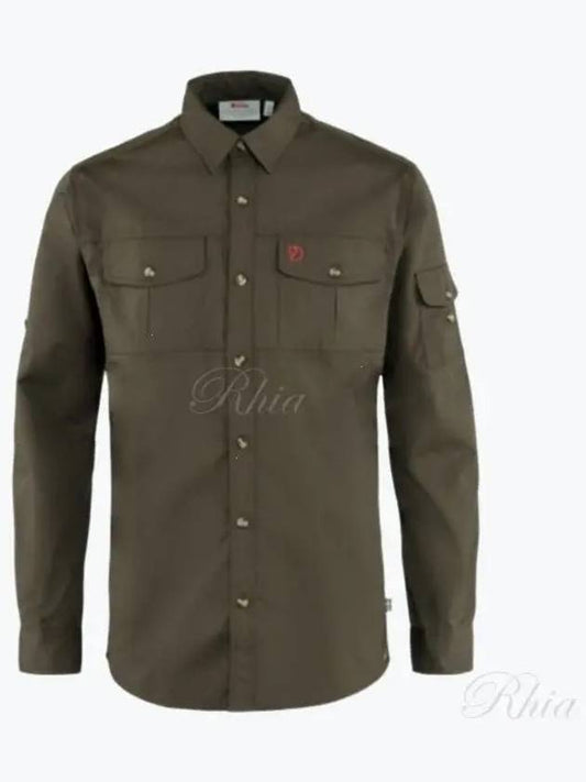 Men s Thingi Trekking Shirt Dark Olive 81838 633 LS M - FJALL RAVEN - BALAAN 1