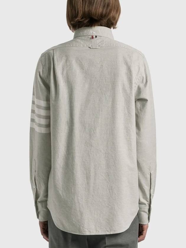 Men's Diagonal Solid Flannel Long Sleeve Shirt Grey - THOM BROWNE - BALAAN 5