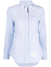 Women's Hidden Three Stripes Oxford Classic Shirt Sky Blue - THOM BROWNE - BALAAN 2