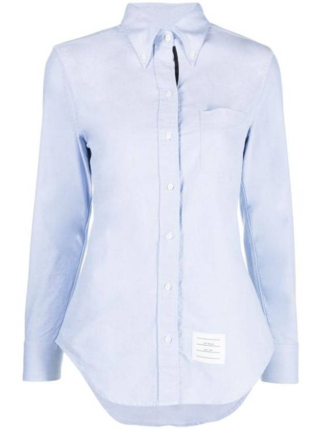 Women's Hidden Three Stripes Oxford Classic Shirt Sky Blue - THOM BROWNE - BALAAN 2