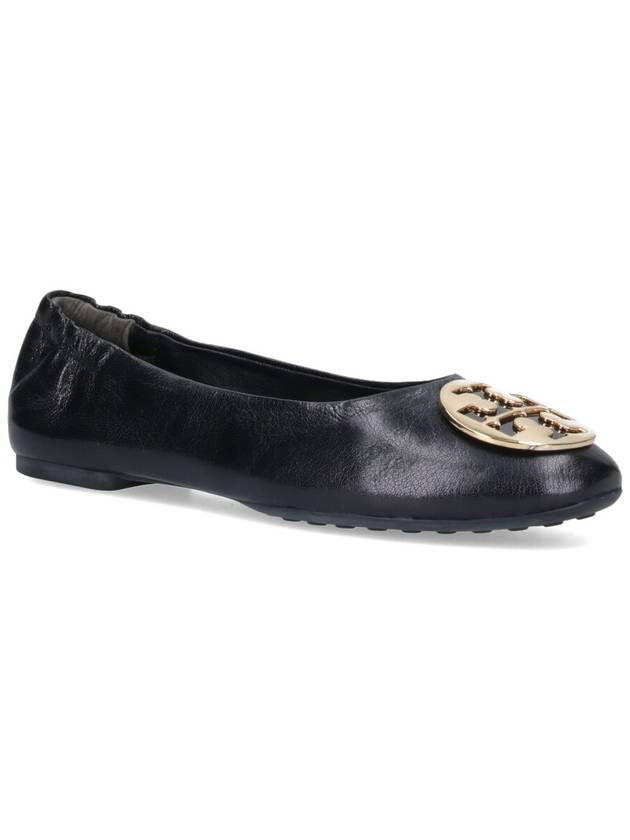 Logo Leather Ballerina Flat Black - TORY BURCH - BALAAN 3