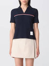 Three Stripes High Twist Rib Polo Shirt Navy - THOM BROWNE - BALAAN 5