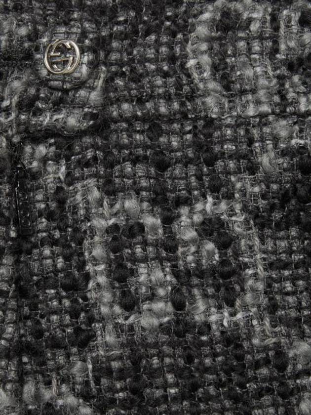 Women's GG Monogram Tweed A-Line Skirt Dark Grey - GUCCI - BALAAN 4