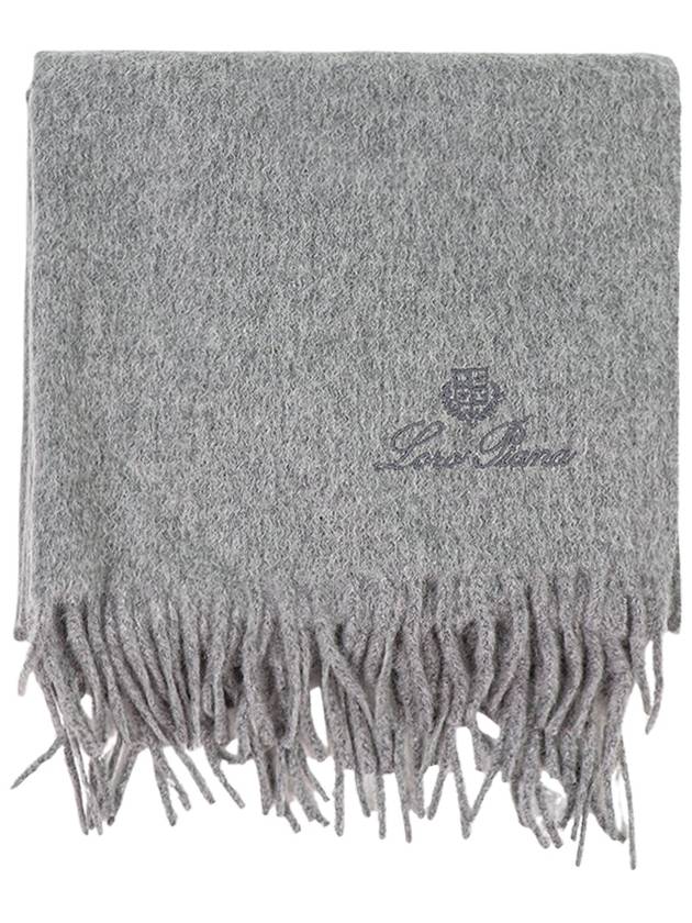 Grande Unita Logo Fringe Muffler Flannel Melange - LORO PIANA - BALAAN 3