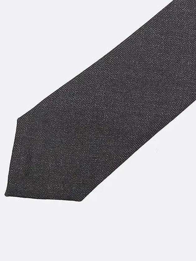 Dark gray color 100 wool three stripe detail tie - THOM BROWNE - BALAAN 2