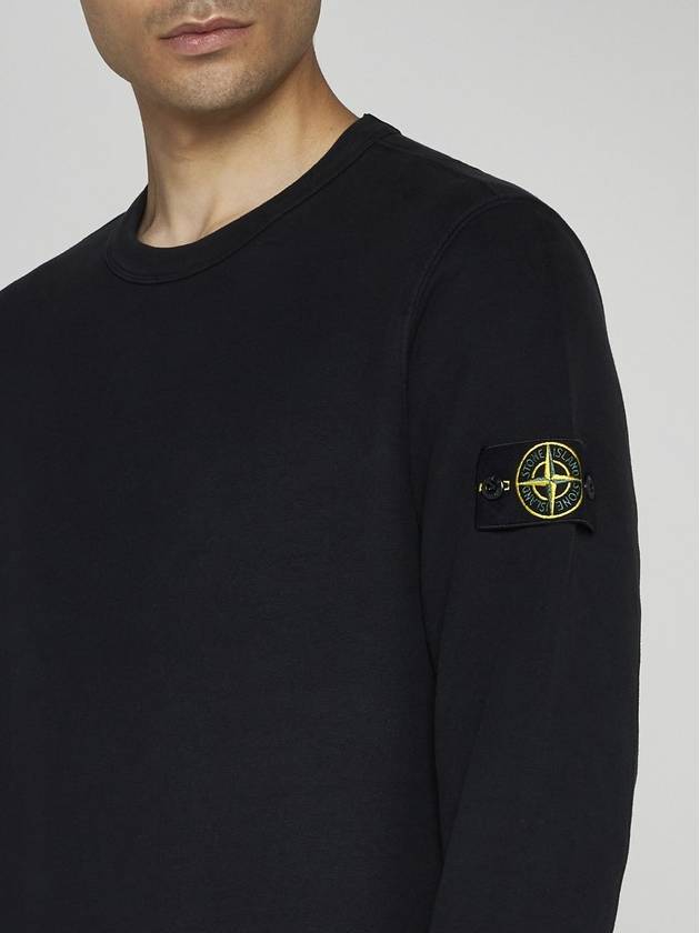 Brushed Cotton Fleece Garment Dyed Crewneck Sweatshirt Black - STONE ISLAND - BALAAN 3