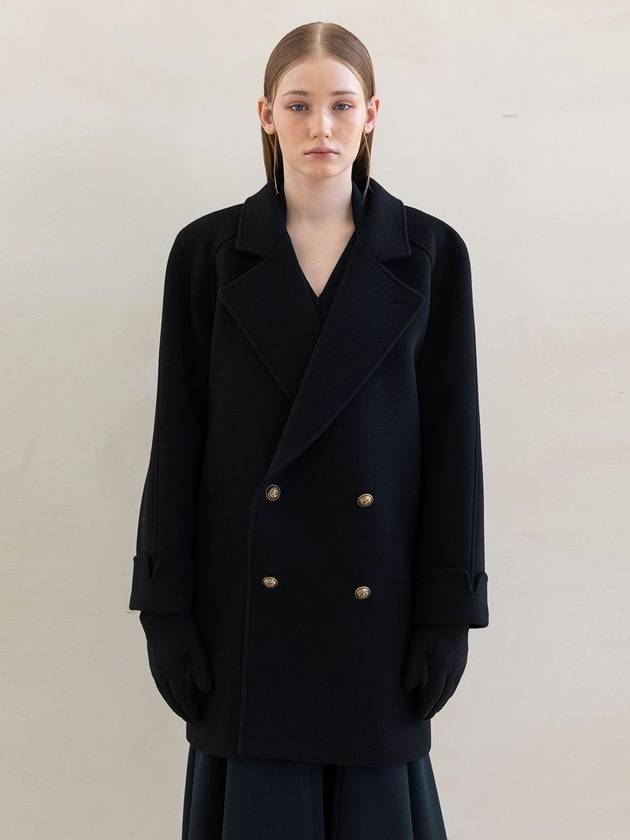 Raglan Sleeve Overfit Wool Half Double Coat Black - DEFEMME - BALAAN 3