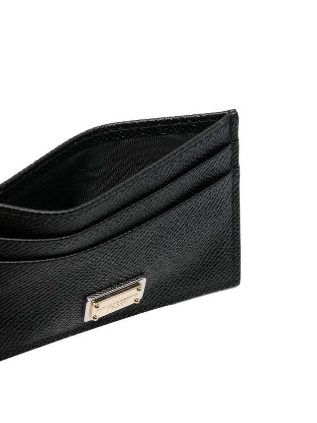 Logo Patch Calfskin Card Wallet Black - DOLCE&GABBANA - BALAAN 3