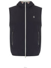 Drawstring Hood Zipped Vest Navy - BRUNELLO CUCINELLI - BALAAN 3