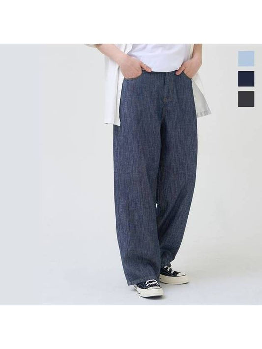 Linen Fill Wide Denim Pants 3 Colors - EXCONTAINER - BALAAN 1