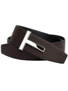 Men's T Logo Reversible Leather Belt Brown - TOM FORD - BALAAN 1