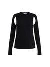 Cutout Cotton Long Sleeve T-Shirt Black - HELMUT LANG - BALAAN 2