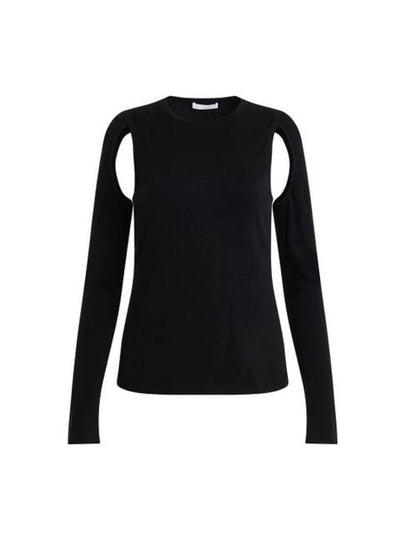 Cutout Cotton Long Sleeve T-Shirt Black - HELMUT LANG - BALAAN 2