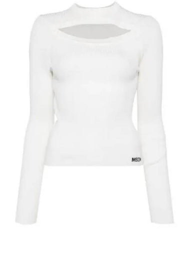 Ribbed Viscose Shirt Knit Top White - MSGM - BALAAN 1