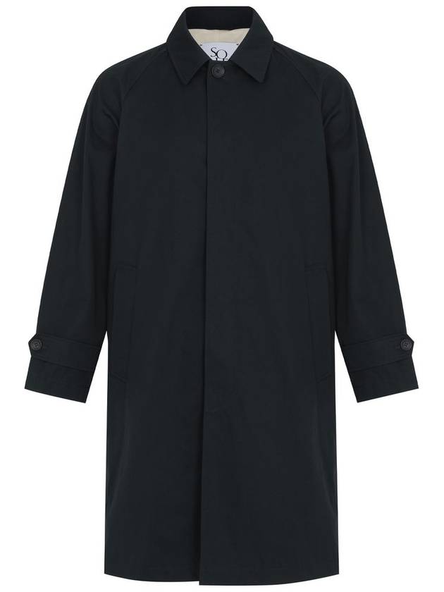 Men's Balmacaan Trench Coat Dark Navy - SOLEW - BALAAN 1