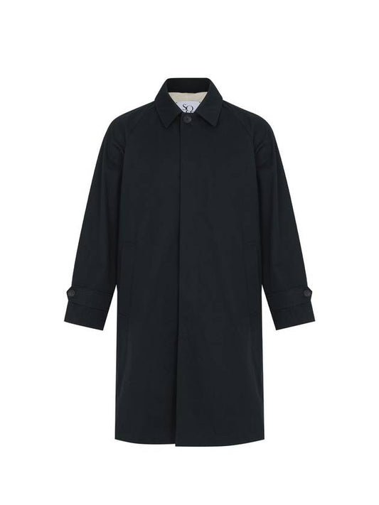 Men's Balmacaan Trench Coat Dark Navy - SOLEW - BALAAN 1