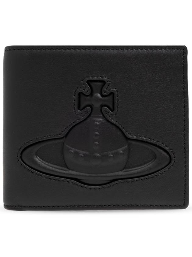 Orb Embossed Logo Half Wallet Black - VIVIENNE WESTWOOD - BALAAN 1