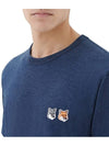 Double Fox Head Patch Classic T-Shirt Navy Melange - MAISON KITSUNE - BALAAN 6