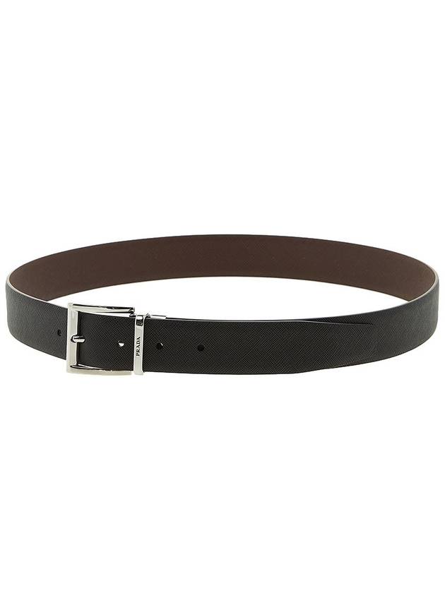 Two-Tone Reversible Saffiano Belt Black Brown - PRADA - BALAAN 6