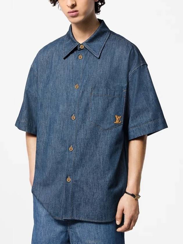 1AFXLG Short Sleeved Cotton Chambray Shirt - LOUIS VUITTON - BALAAN 1