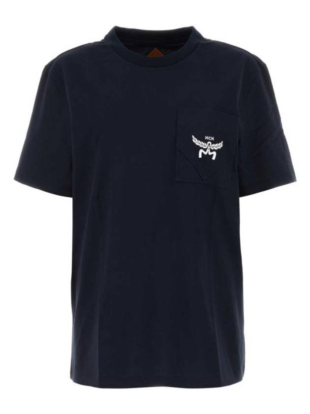 Essential Embroidered Logo Short Sleeve T-Shirt Navy - MCM - BALAAN 1