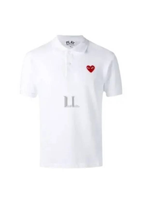 Heart Wappen Short Sleeve Polo Shirt White - COMME DES GARCONS PLAY - BALAAN 2