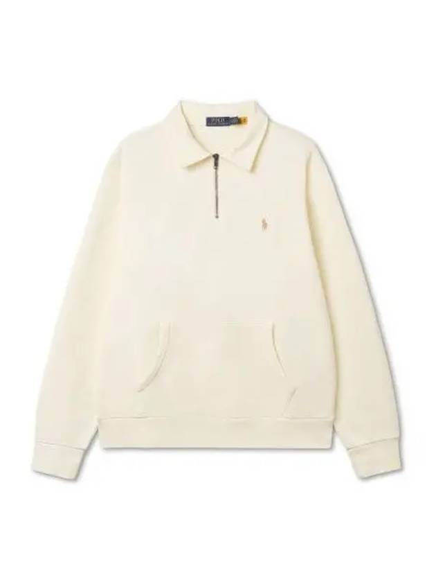 Loopback Fleece Quarter Zipper Sweatshirt Natural - POLO RALPH LAUREN - BALAAN 2