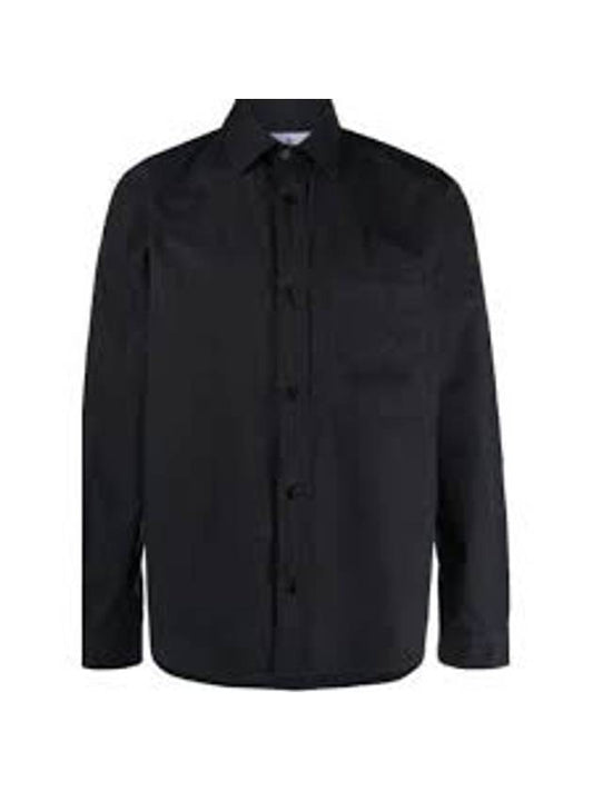 Light Cotton Embroidered Logo Over Long Sleeve Shirt Black - STONE ISLAND - BALAAN 1