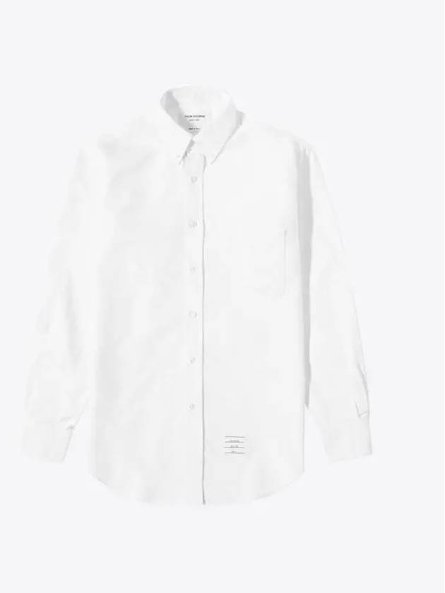 Oxford Grosgrain Placket Cotton Long Sleeve Shirt White - THOM BROWNE - BALAAN 2