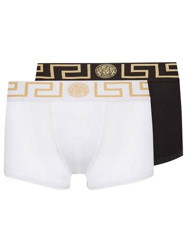 Men's Greca Border Draws 2 Pack Briefs Black White - VERSACE - BALAAN 1