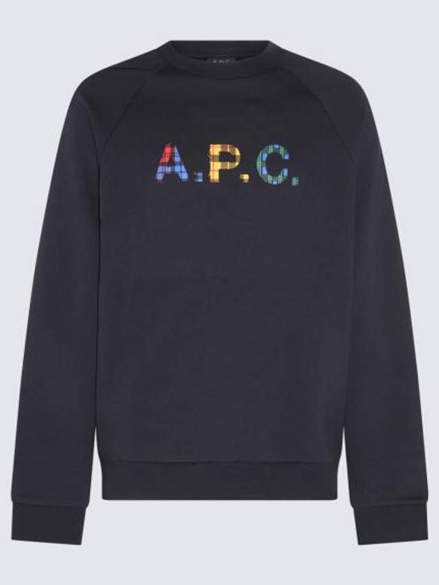 Shaun Tartan Check Logo Sweatshirt Navy - A.P.C. - BALAAN 2