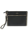 VW2P0V27VSH Black Stampa Alce Calfskin Gold Rockstud Pouch Clutch - VALENTINO - BALAAN 1