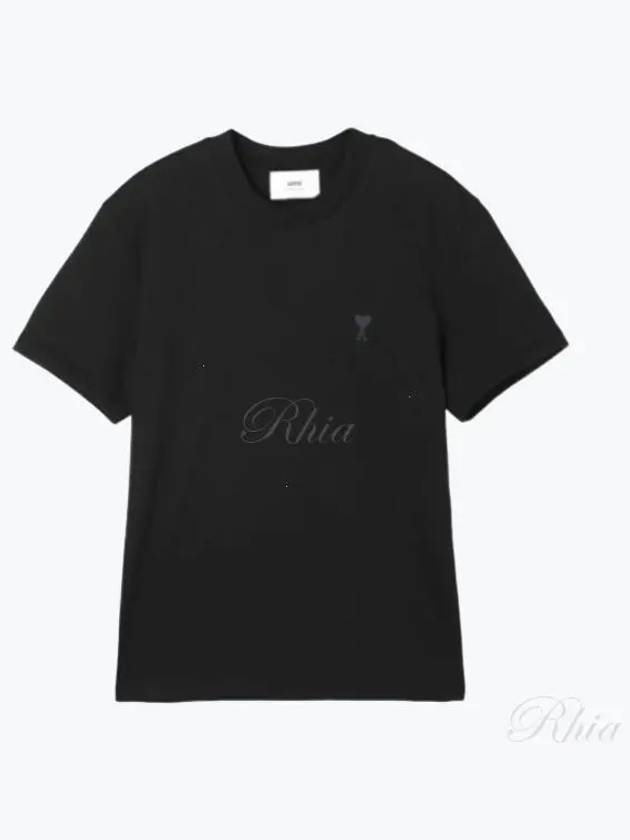 Heart Logo Cotton Short Sleeve T-Shirt Black - AMI - BALAAN 2