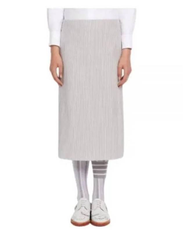 Women's Seersucker Lowride Mid Calf Pencil Skirt Medium Grey - THOM BROWNE - BALAAN 2