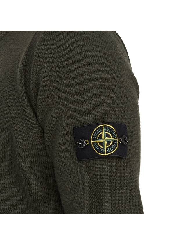 Logo Patch Crew Neck Wool Knit Top Khaiki - STONE ISLAND - BALAAN 9