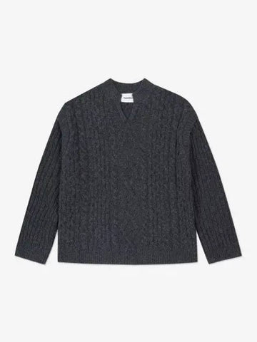 Layered detail cable knit charcoal NM22FWSW00297 - NANUSHKA - BALAAN 1